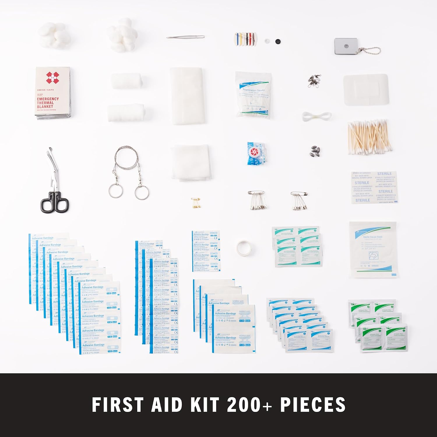 Swiss Safe 233-Pcs Car First Aid Kit Essentials, Jumper Cables & Mini Kit