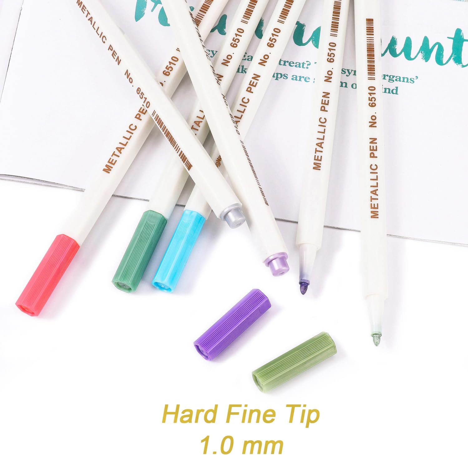 Dyvicl Metallic Marker Pens, 15 Colors Hard Fine Tip Metallic Markers for Black Paper, Adult Coloring, Card Making, Rock Painting, Scrapbooking Crafts, DIY Photo Album