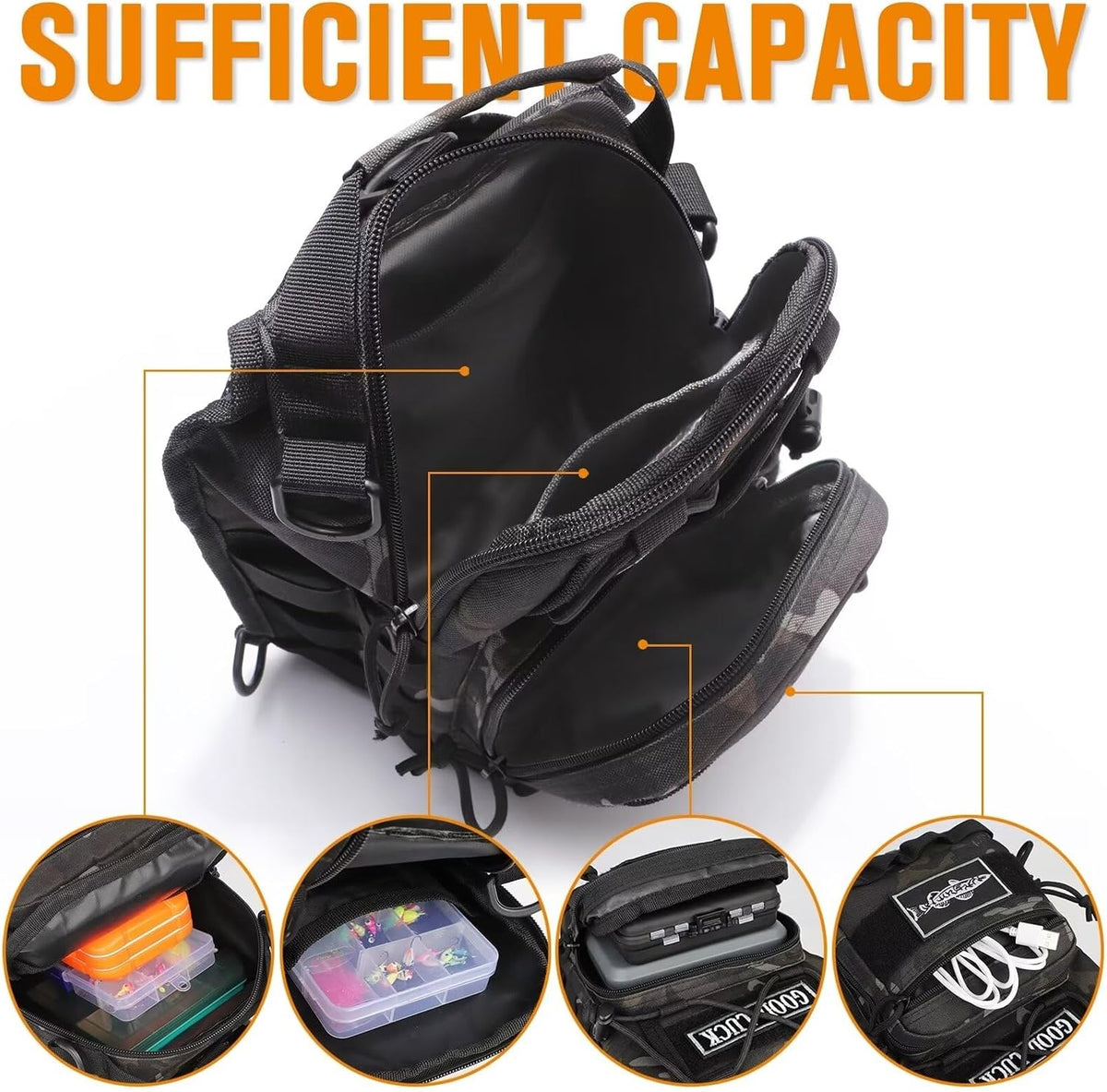 Dovesun Small Fishing Backpack Fly Fishing Sling Pack Backpack Tackle Boxes