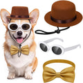 Reginary 3 Pcs Halloween Pet Costume Brown Top Hat Retro Glasses and Bow Tie for Dog Cat Retro Pets Cosplay Accessories Chocolate Sweet Candy Movie Character Dress up for Halloween Party