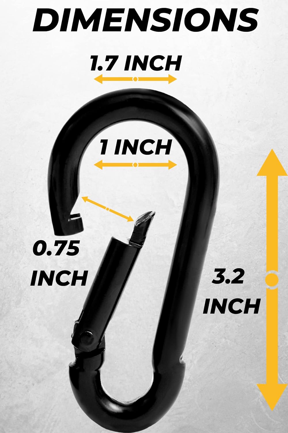 Black Carabiner 5 Pack - Heavy Duty Snap Hooks, Large Carabiner Clips