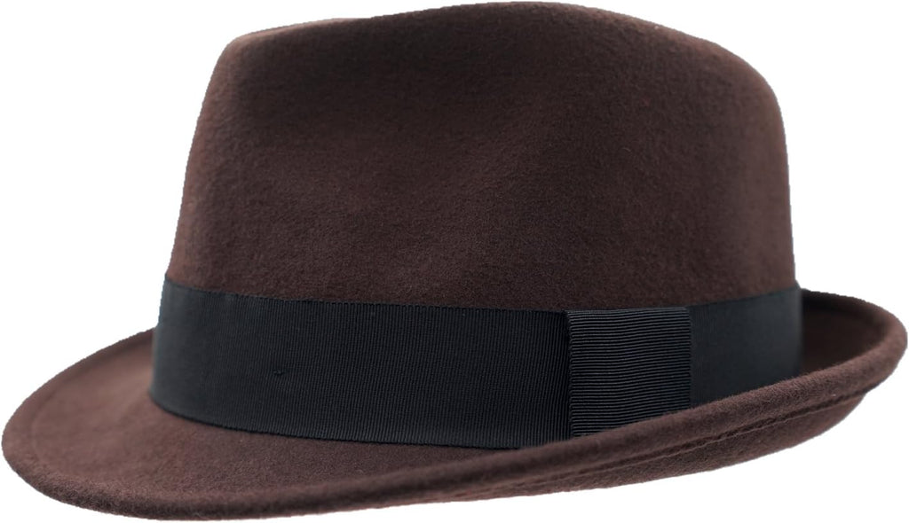 Home Prefer Men's Wool Felt Winter Hat Short Brim Fedora Hat