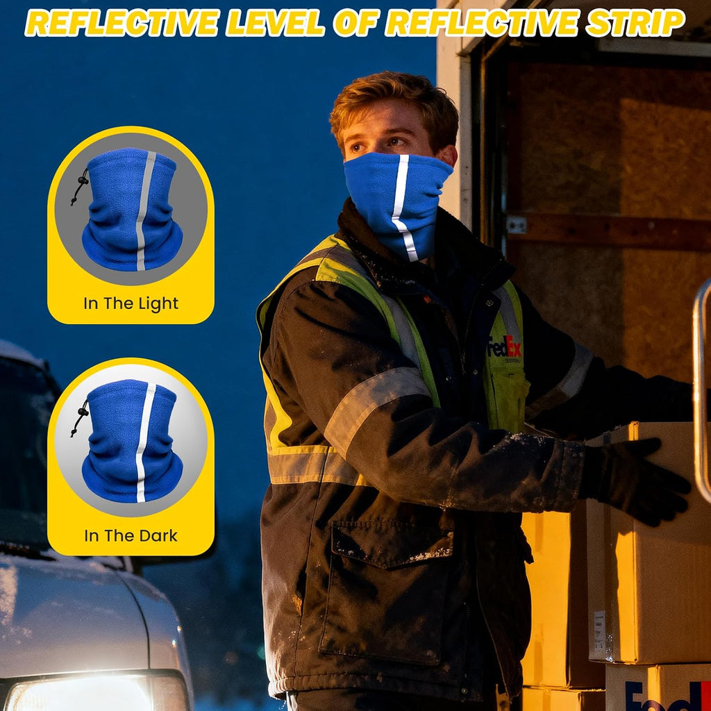 Winter Neck Warmer Gaiter: 4 Pack Hi Vis Reflective Face Cover