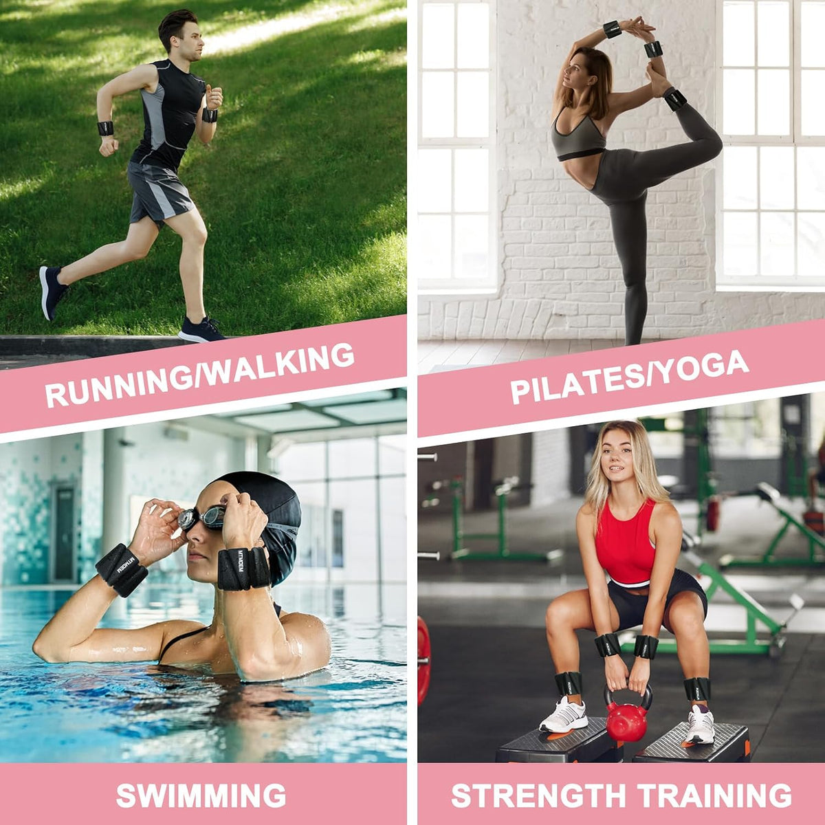 Ankle Weights for Women & Men, Adjustable Wrist & Ankle Weights 2 LB Each for Beginner & Pro, Soft Silicone Weighted Bangle for Walking, Pilates, Yoga, Running, Swimming, Arm & Leg Workouts (Set of 2)