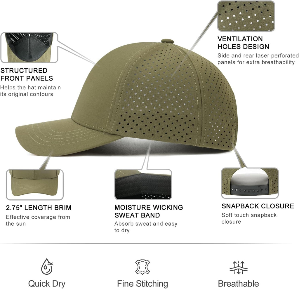 VOBOOM Men Laser Mesh Ball Cap Snapback Baseball Cap