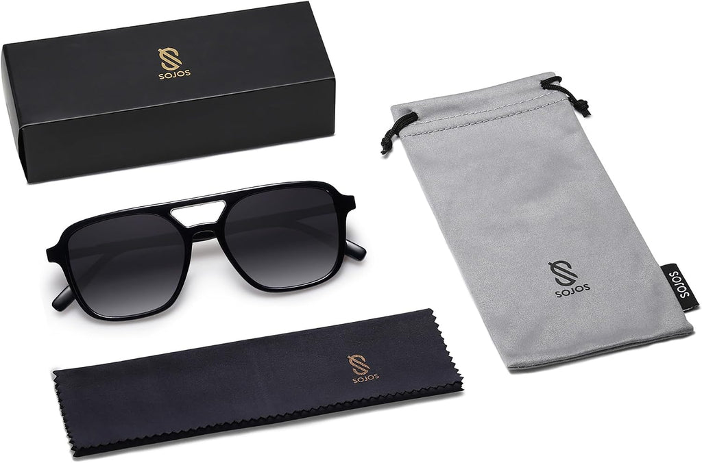 SOJOS Retro Aviator Sunglasses Womens Mens,Trendy Rectangle Shades SJ2202