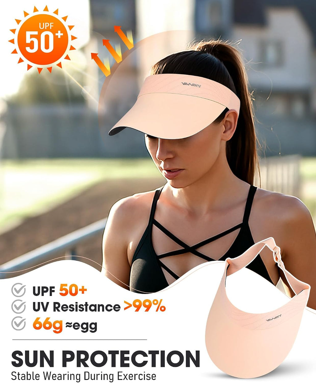 YANIKY Sun Visor Hat for Women,UPF50+ Seamless Sun Hats Men Women Lightweight Sports Cap Stretchy Ponytail Hat for Outdoor