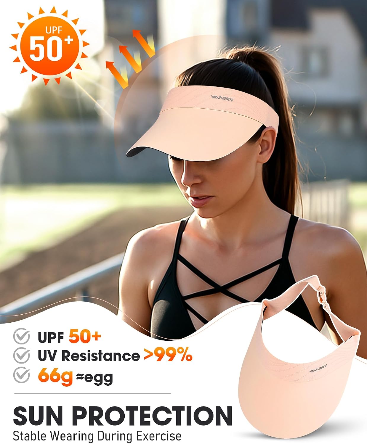 YANIKY Sun Visor Hat for Women,UPF50+ Seamless Sun Hats Men Women Lightweight Sports Cap Stretchy Ponytail Hat for Outdoor