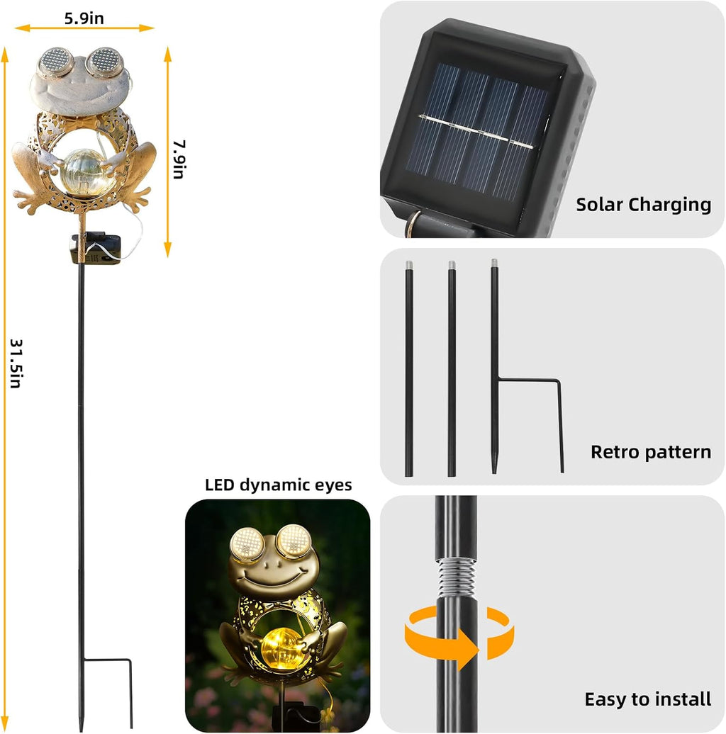 SRNPMIU Solar Lights Outdoor Decor, Solar Frog Yard Decorations Outdoor