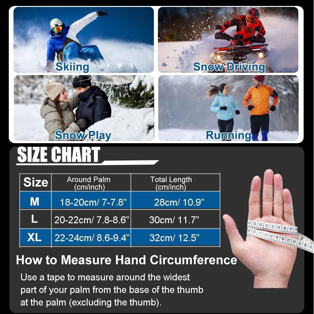 Winter Gloves for Men Women -30℉ Cold Weather Gloves Warm Waterproof Gloves Skiing Snow Glove Thermal Gloves