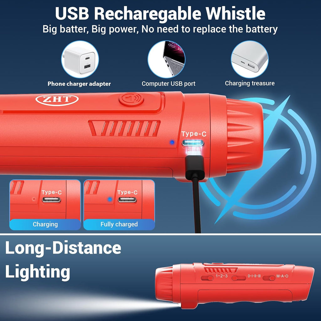 ZHT Electronic Whistle for Coaches, Referees, Teachers - 3 Tones & 3 High Volume, Handheld Whistles with Lanyard - Sports Whistle for Volleyball Soccer, Outdoor Camping, Emergency Safety