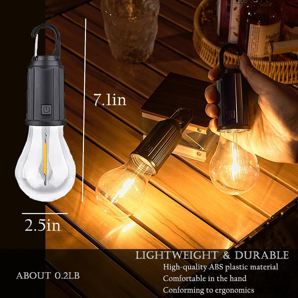 5 Pack Camping Lights with Remote Control Timer Function Tent Lamp Hanging Outdoor Camp Rechargeable Bulb Portable Lantern with Clip Hook 3 Lighting Modes for Hiking Backpacking Warm Light