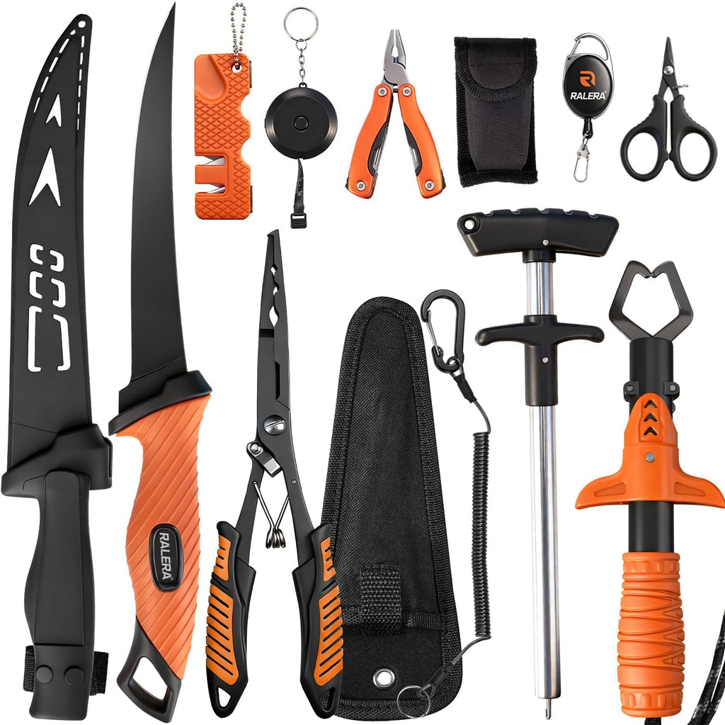 Fillet Knife Set for Beginner, Fishing Pliers Precisely, Fish Measuring Tape, Non Slip Grip Fishing Knife, Saltwater Fishing Accessories, Great Value Fishing Tackle