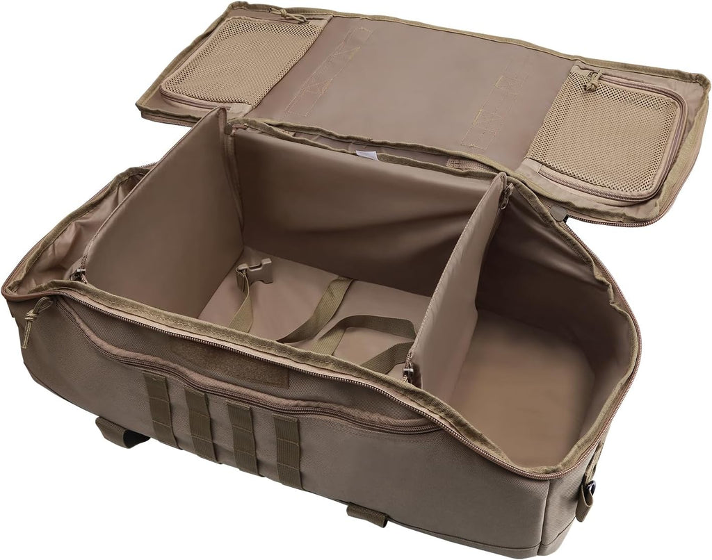 Hannibal Tactical 65L Large Duffle Bag, 3-in-1 Tactical Backpack MOLLE Pack for Sports, Gym, Outdoor, Coyote