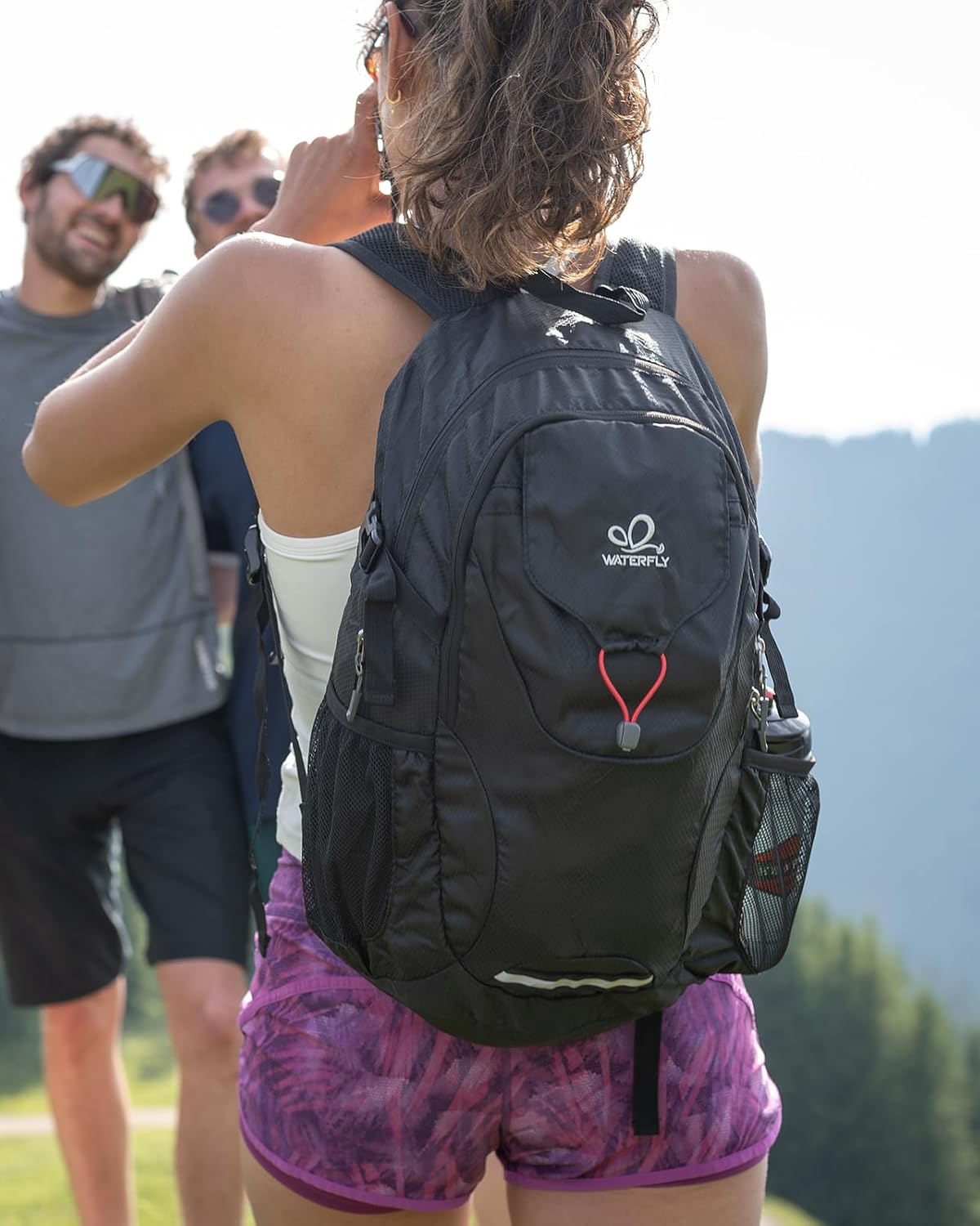 WATERFLY Lightweight Packable Hiking Backpack, 30L Day Pack Black