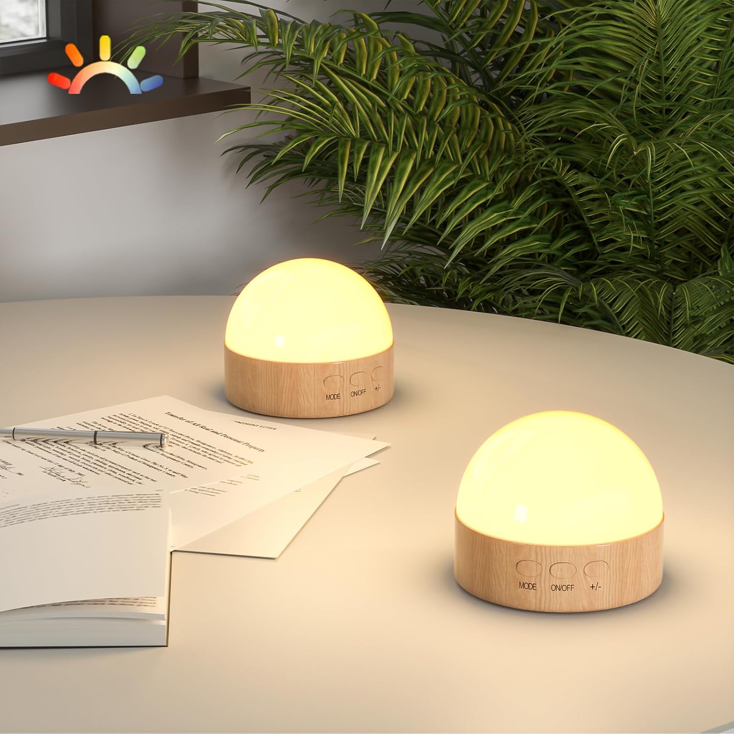 Kintion Portable Night Light, Rechargeable Dimmable 8 Color Lighting (2pcs)