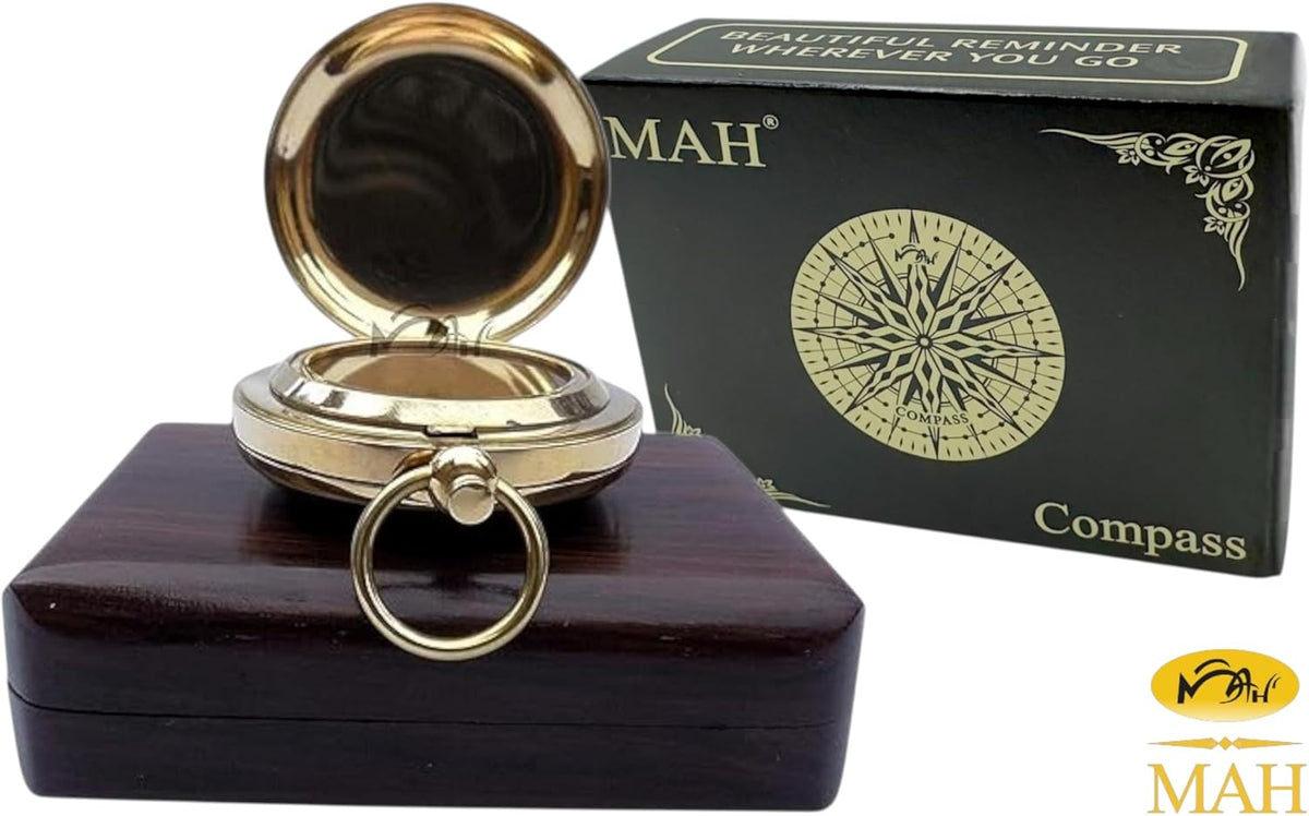 Brass Compass Gift – Push Button Compass Keepsake Gift for Son, Boys, Men, Graduation Gift, Birthday Gift Idea, Inspirational Motivational Gift for Him, Unique Gift Idea, Collectible Desk Decor