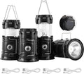 Lichamp Collapsible Portable Solar Camping Lantern, USB Rechargeable LED Flashlight - Survival Kits for Power Outages Hurricane Supplies Emergency, Indoor & Outdoor, 4-Pack