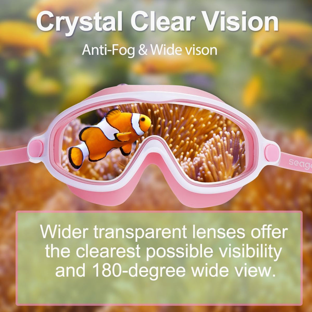Seago Swim Goggles for Kids 3-14 Anti-Fog & UV Wide Clear View Boys Girls