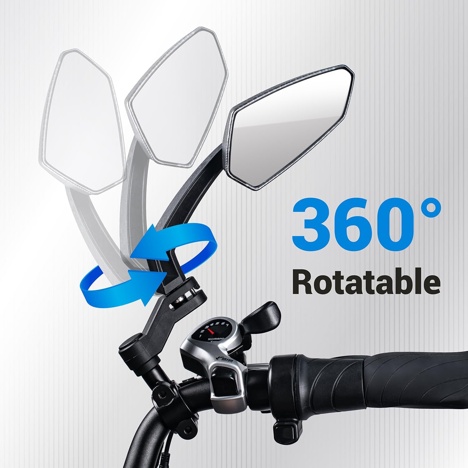 Zycle Bike Mirror, 1 Pair EBike Mirrors for Handlebars, 360° Adjustable Bicycle Rear view Mirrors, 22.2 Universal Bike Accessories (White)