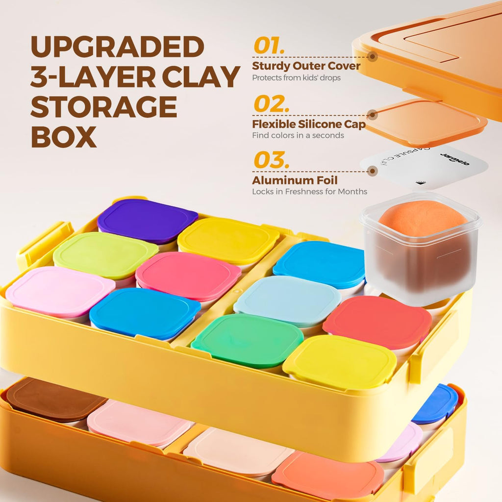 Jar Melo Air Dry Clay, Magic Modeling Clay Kit, 24 Colors with Storage Box