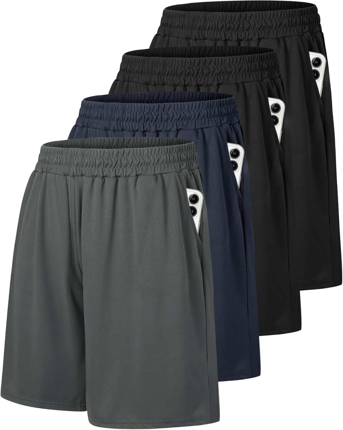 4 Pack Gym Mens Shorts - Basketball Athletic Shorts Fitness Clothing