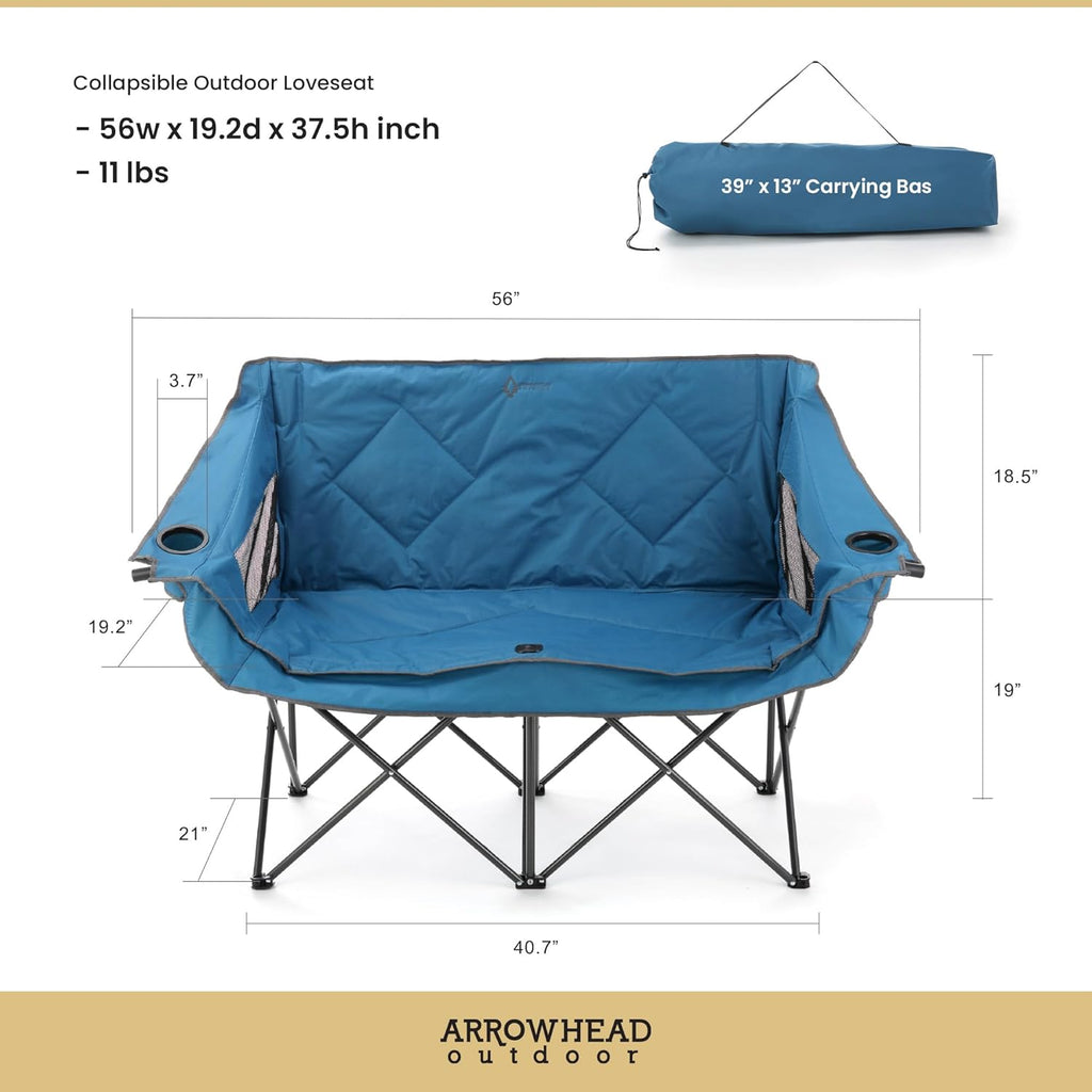 ARROWHEAD OUTDOOR Portable Folding Double Duo Camping Chair Loveseat