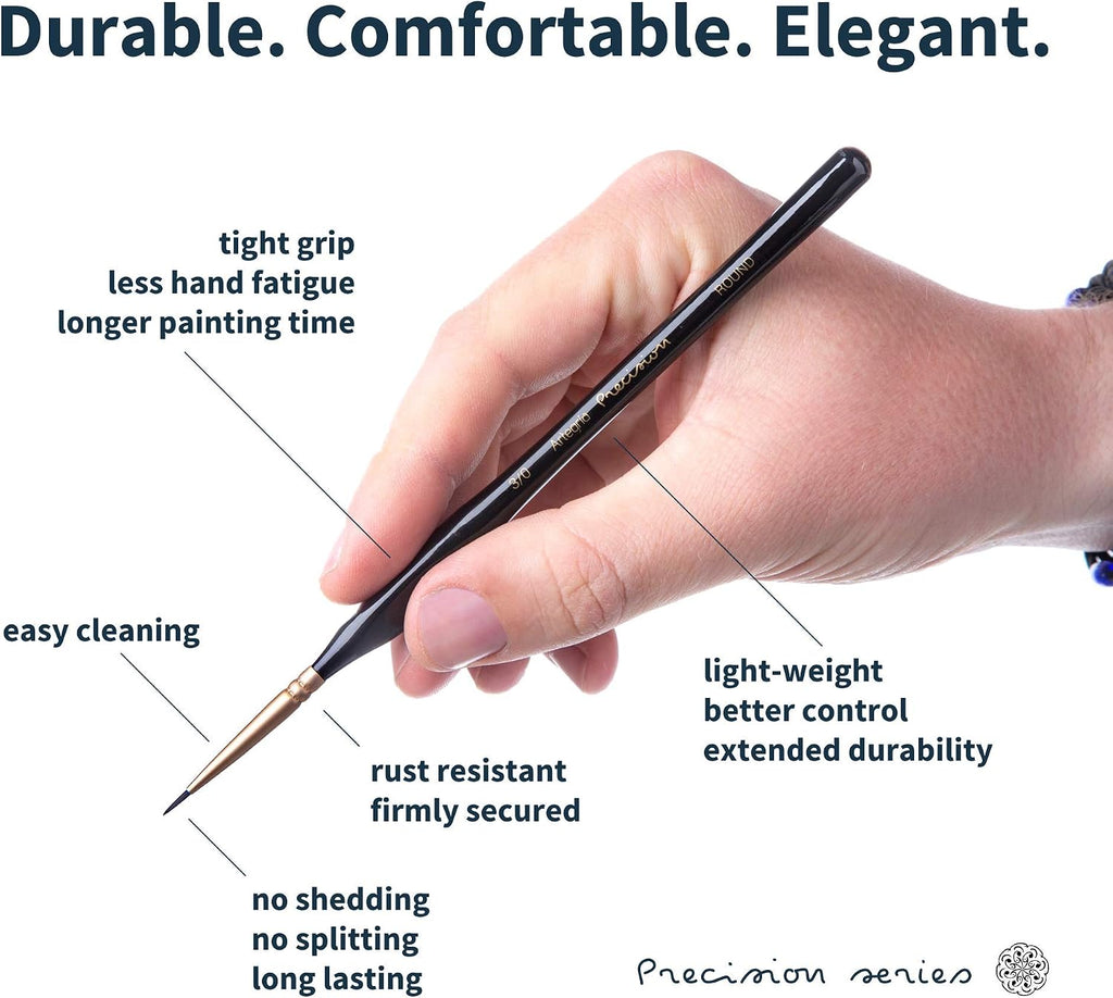 ARTEGRIA Detail Paint Brush Set, 8 Extra Fine Tip Miniature Brushes