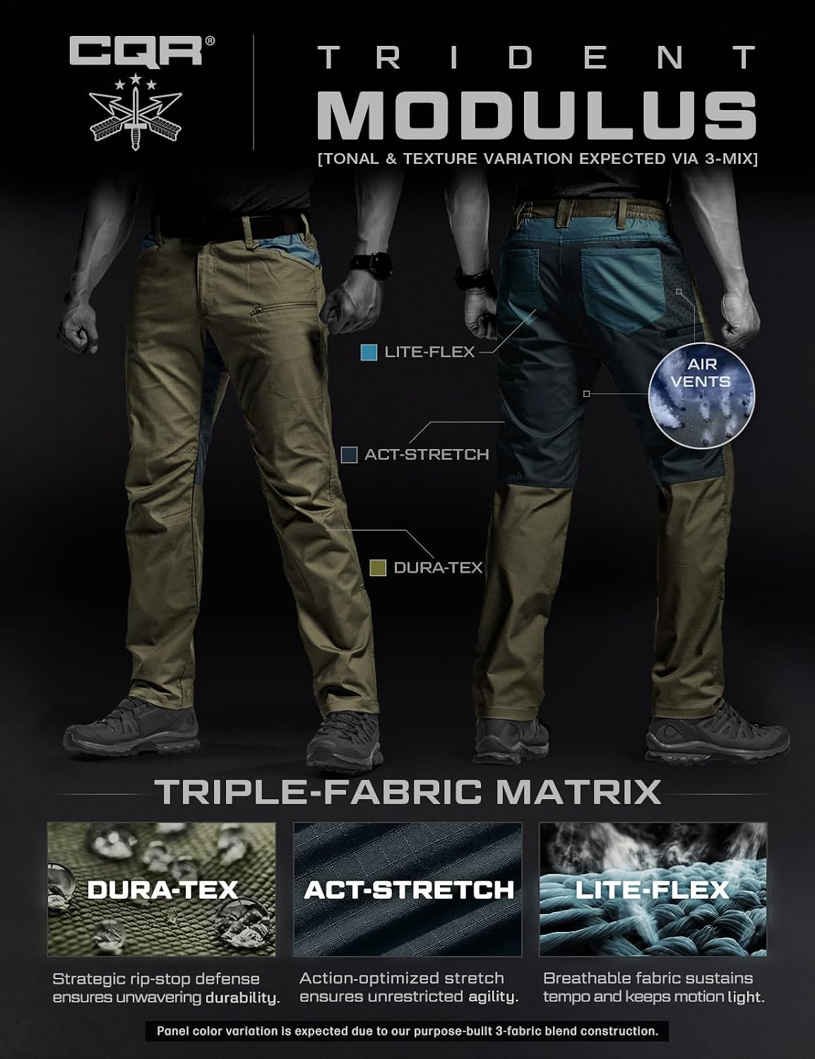 CQR Men's Flex Stretch Tactical Pants, Water Resistant Ripstop Cargo Pants, Lightweight EDC Outdoor Work Hiking Pants