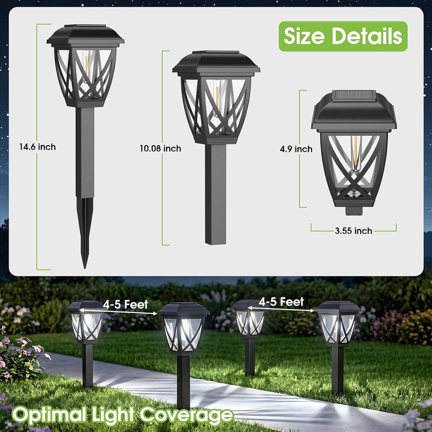 Greluna Solar Pathway Lights Outdoor 10 Pack, Cool White 6000K Solar Lights