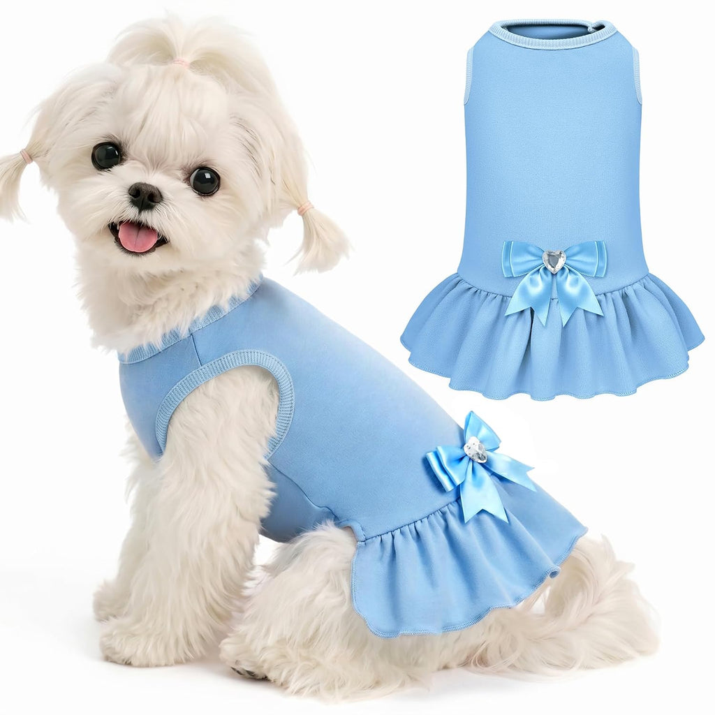 WOYYHO Small Dog Dress with Bowknot, Cute Sleeveless Puppy Princess Dress
