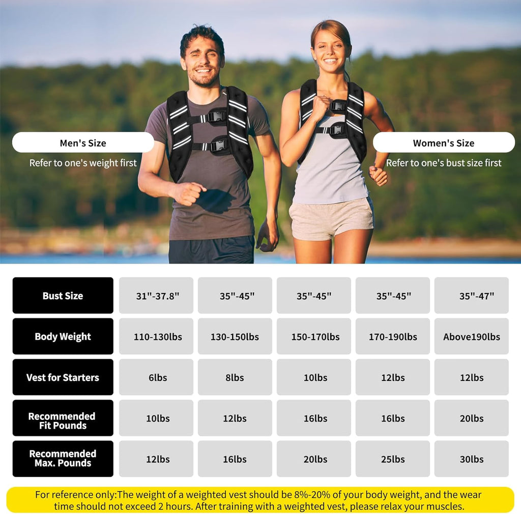 Weighted Vest for Women Men, 6lb/8lb/12lb/16lb/20lb/25lb/30lb Adjustable Weight Vest with Reflective Stripes for Workout, Strength Training, Running, Fitness, Muscle Building, Weight Loss, Rucking Vest With Phone Pouch
