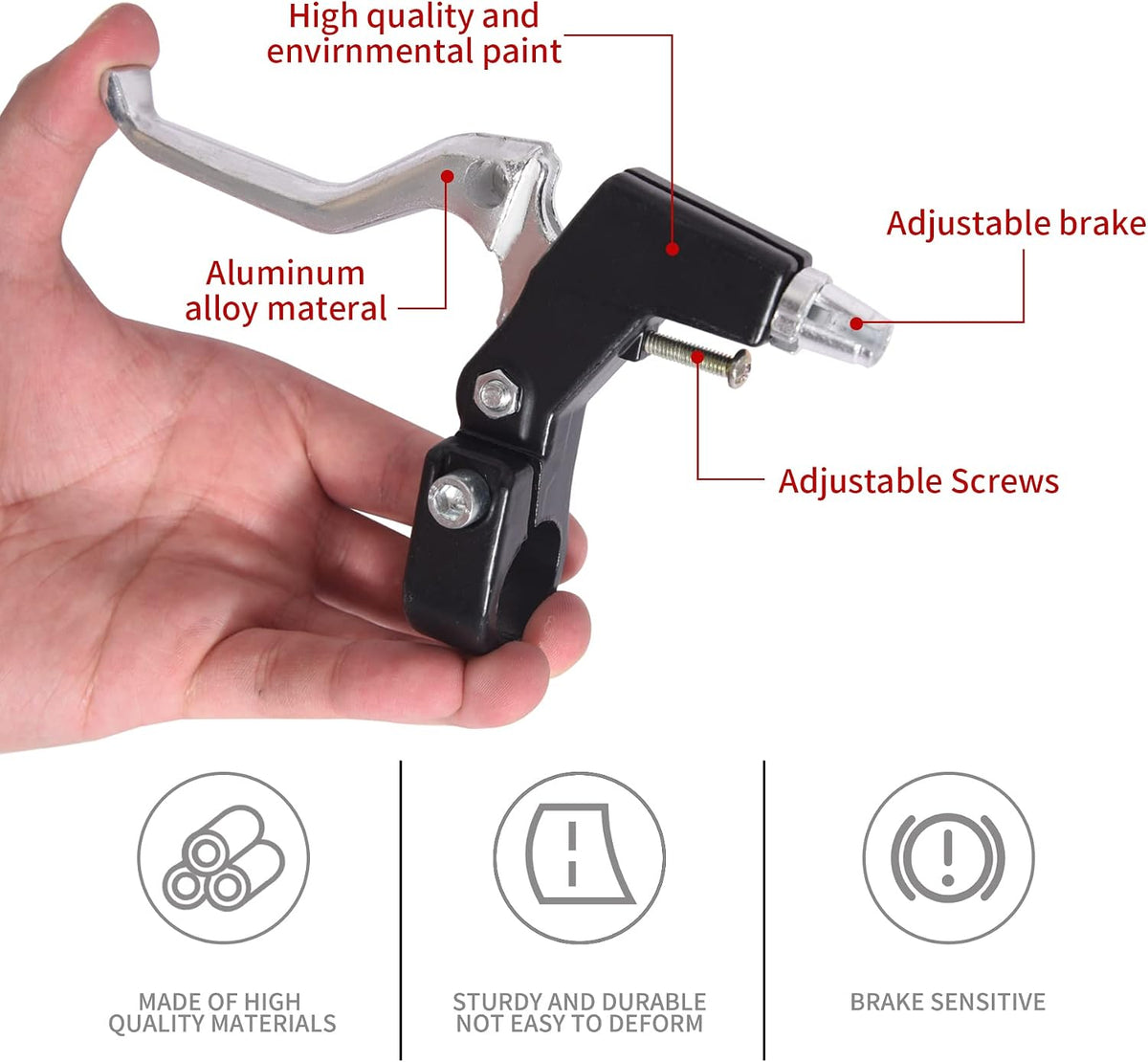 Gashwer V-Type Bike Brakes Set, Complete Universal Bike Front and Rear MTB Bicycle Brake, Inner and Outer Callipers Cables Lever Kit with Multi-Tool Wrenches Silver