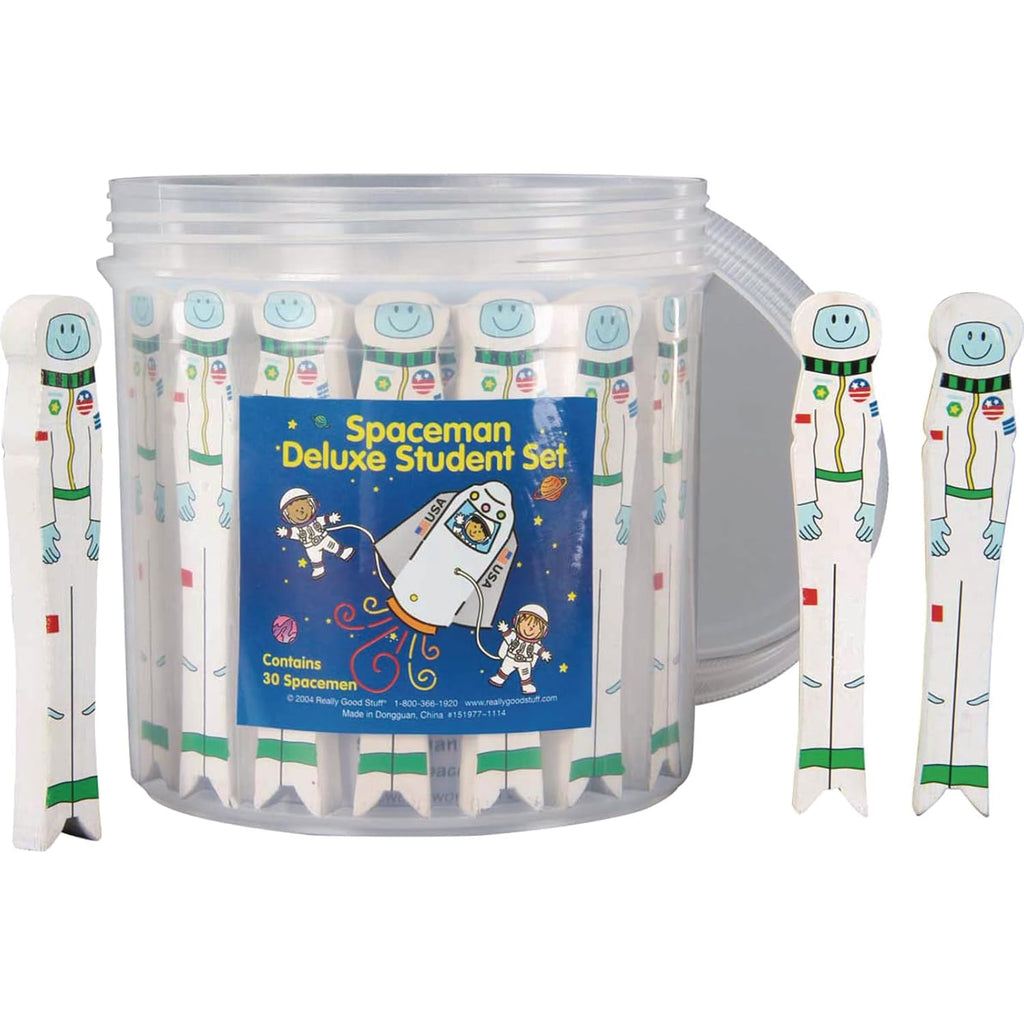 Really Good Stuff Spaceman Writing Spacers, Set of 30, Ages 4+, PreK+ | Reusable Storage Container, Student Learning Tool for Finger Spacing, Preschool and Kindergarten