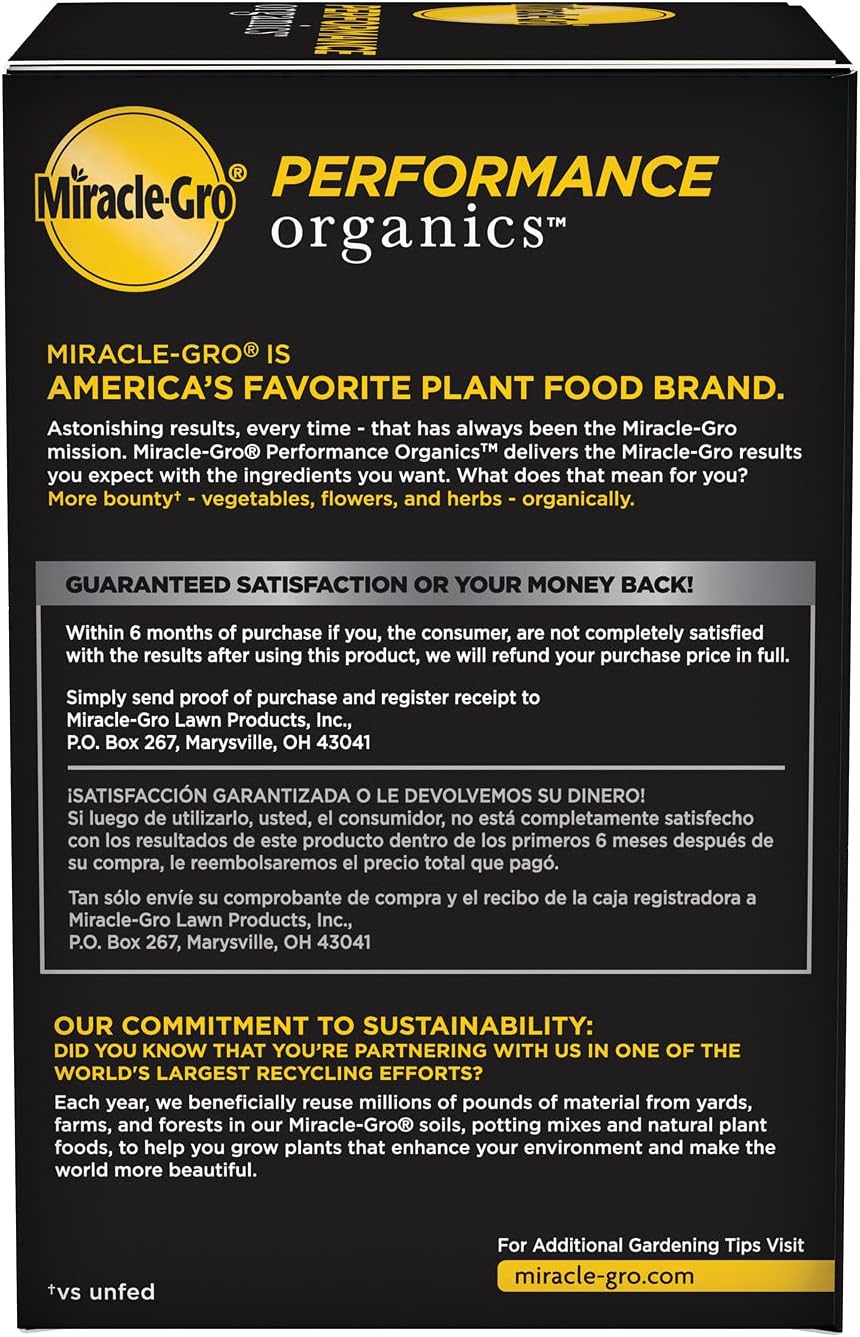 Miracle-Gro Performance Organics All Purpose Plant Nutrition, 1 lb. - All Natural Plant Food for Vegetables, Flowers and Herbs - Apply Every 7 Days for Best Results - Feeds up to 200 sq. ft.
