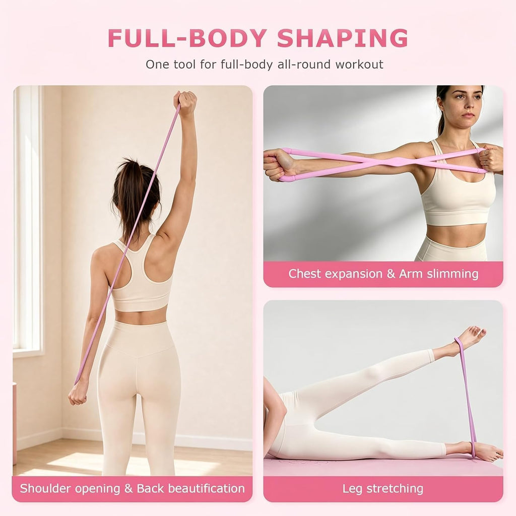 Figure 8 Resistance Bands 3 Pack, 21.6" Extra Long Elastic Exercise Bands with Handles, 15/25/35LB Stretching Band Set for Physical Therapy, Yoga, Pilates, Arm Back Shoulder Workout