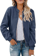 MIROL Women's Fall Fleece Bomber Jacket Trendy Sherpa Winter Coat Fuzzy Casual Long Sleeve Zip Up Loose Fit Jackets