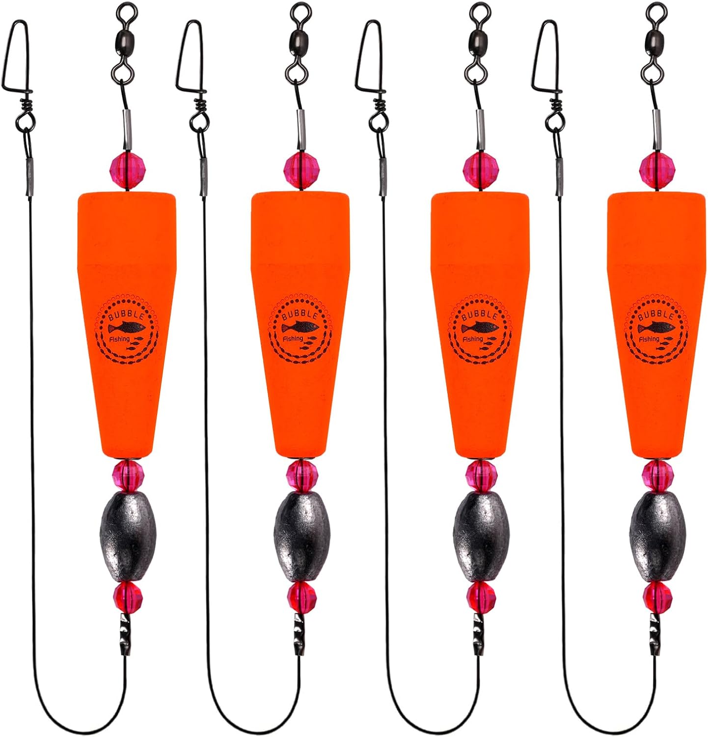 Fishing Floats Rigs Popping Corks for Saltwater Rattle Weighted Bobbers Fishing Tackle (4pcs, 3 in, Orange), set03