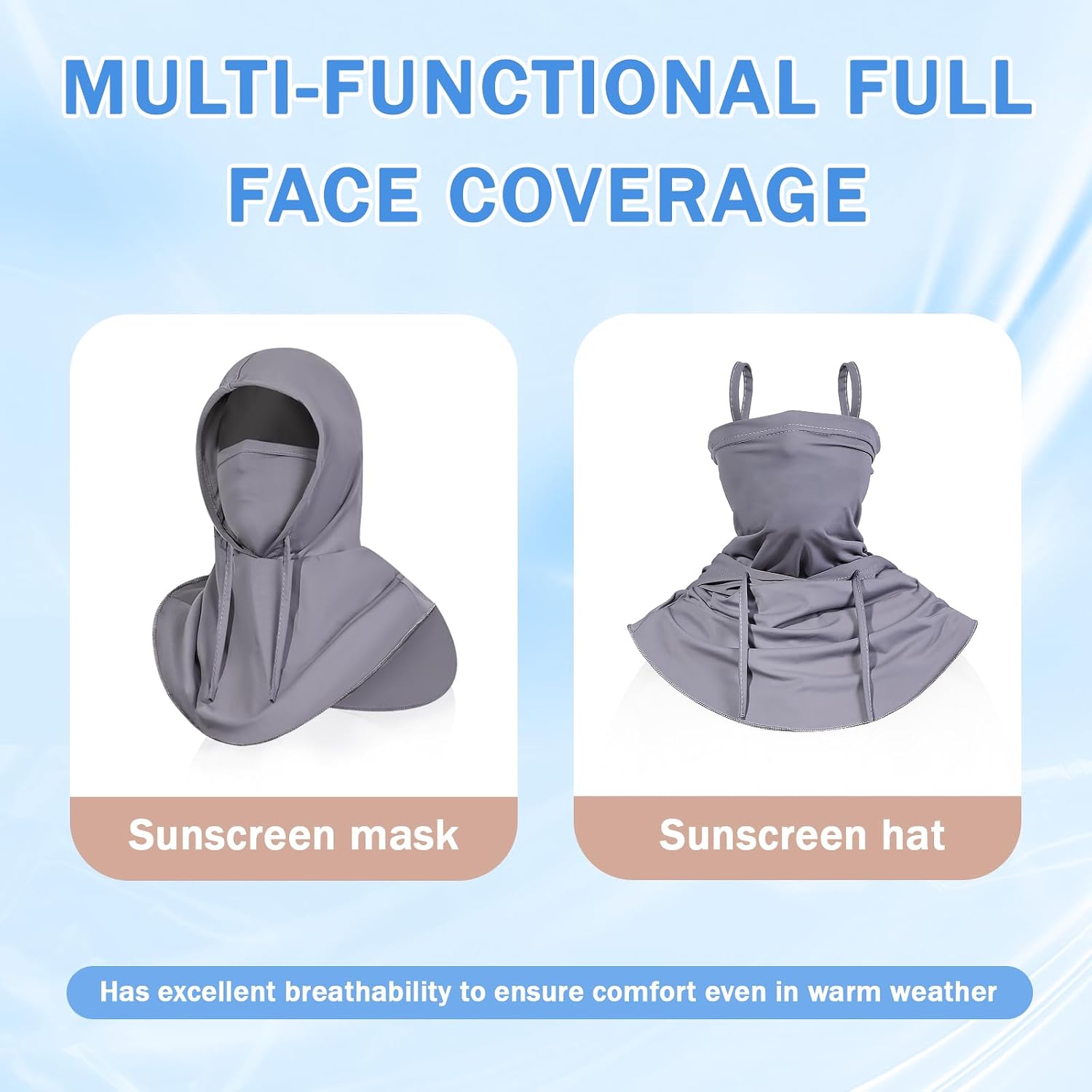 3 Pack Balaclava Sun UV Protection Hood Breathable Full Head Mask Face Cover for Men Women Motorcycle Cycling Fishing
