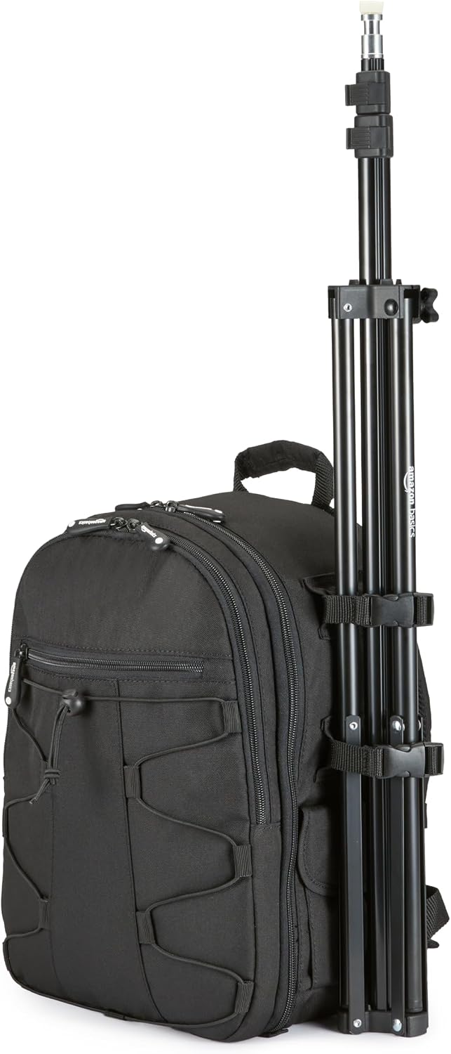 Amazon Basics Portable Aluminum Photography Light Stand Tripod with Case, Adjustable 2.8-6.7 Feet, Pack of 2, Black