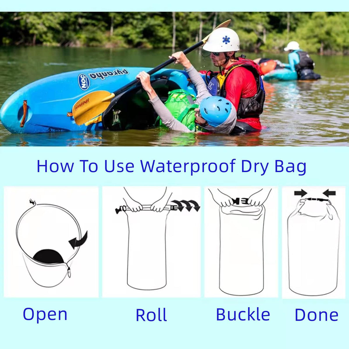 CMCOOPLX 10L/20L/40L/70L Waterproof Dry Bags, Lightweight Canoe Storage for Kayaking Rafting Boating Hiking Camping Travel Fishing Sea Swimming