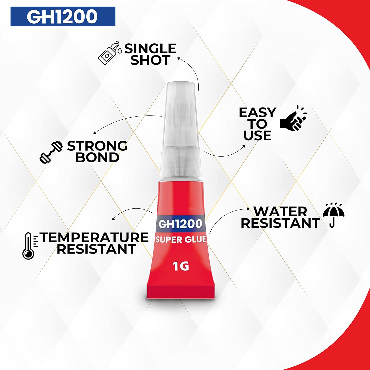 1 Gram (Pack of 24) Single Use Super Glue All Purpose - Superglue - Ca Glue Thick & Strong Adhesive for DIY Craft, Ceramics, Frame, Leather, Metal Etc