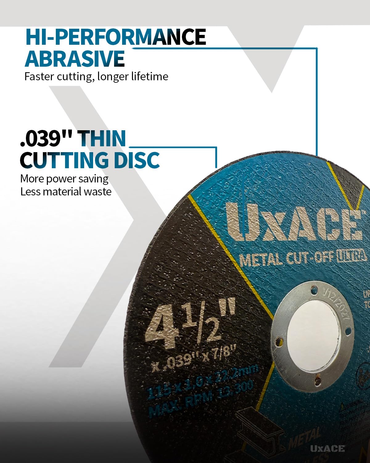4-1/2 Inch Cut-Off Wheel for Metal, Stainless Steel, Aluminum Cutting, Professional Super Thin Metal Cutting Disc for Angle Grinder, Die Grinder or Cut-Off Tools, 7/8 inch Arbor, 25 Pack