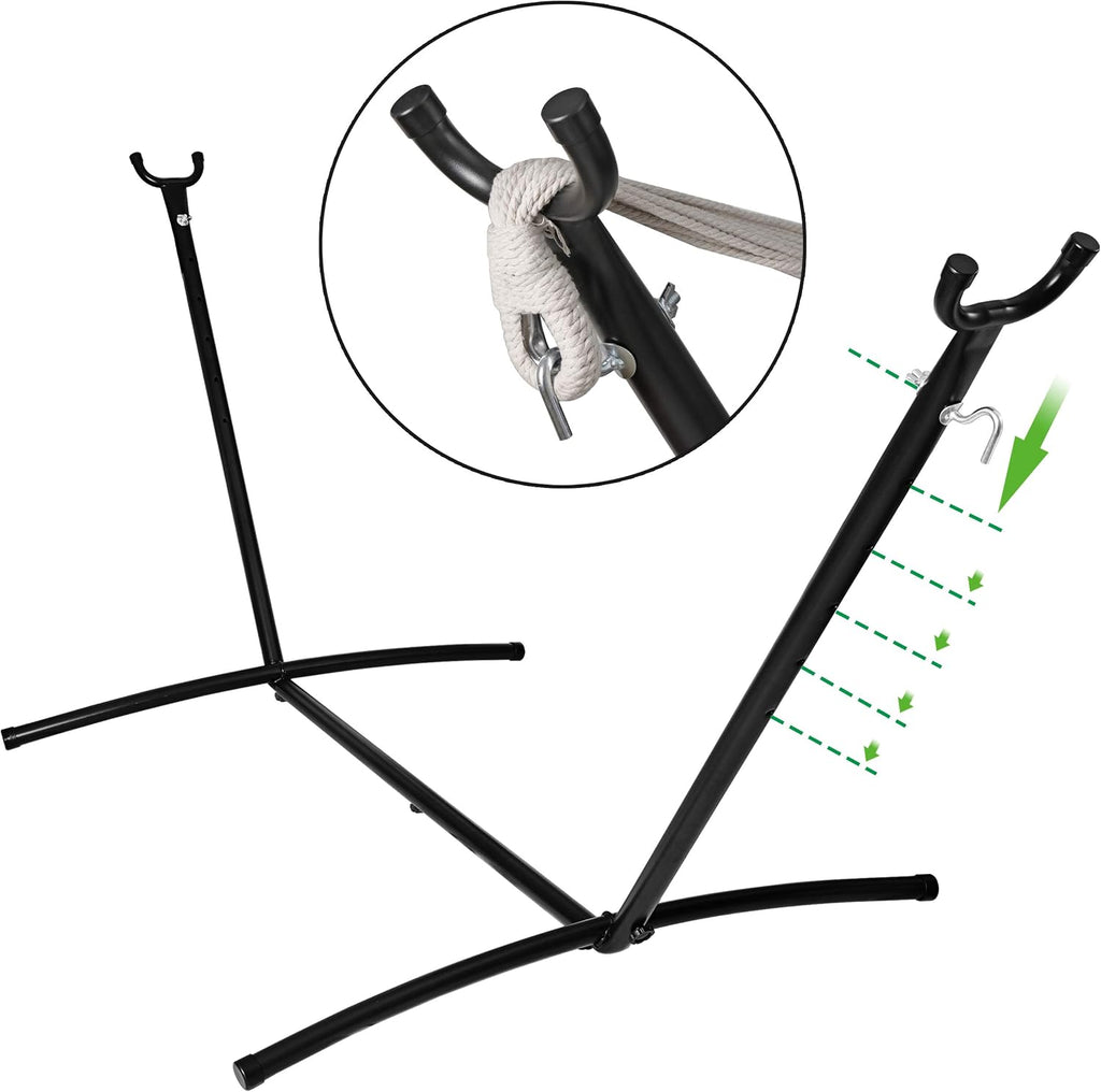SUPER DEAL Portable 9FT Hammock Stand, Heavy Duty 2 Person 620 LBS Capacity Steel Hammock Frame with Portable Carrying Case, Adjustable 6 Optional Hook Positions, Weather Resistant Black