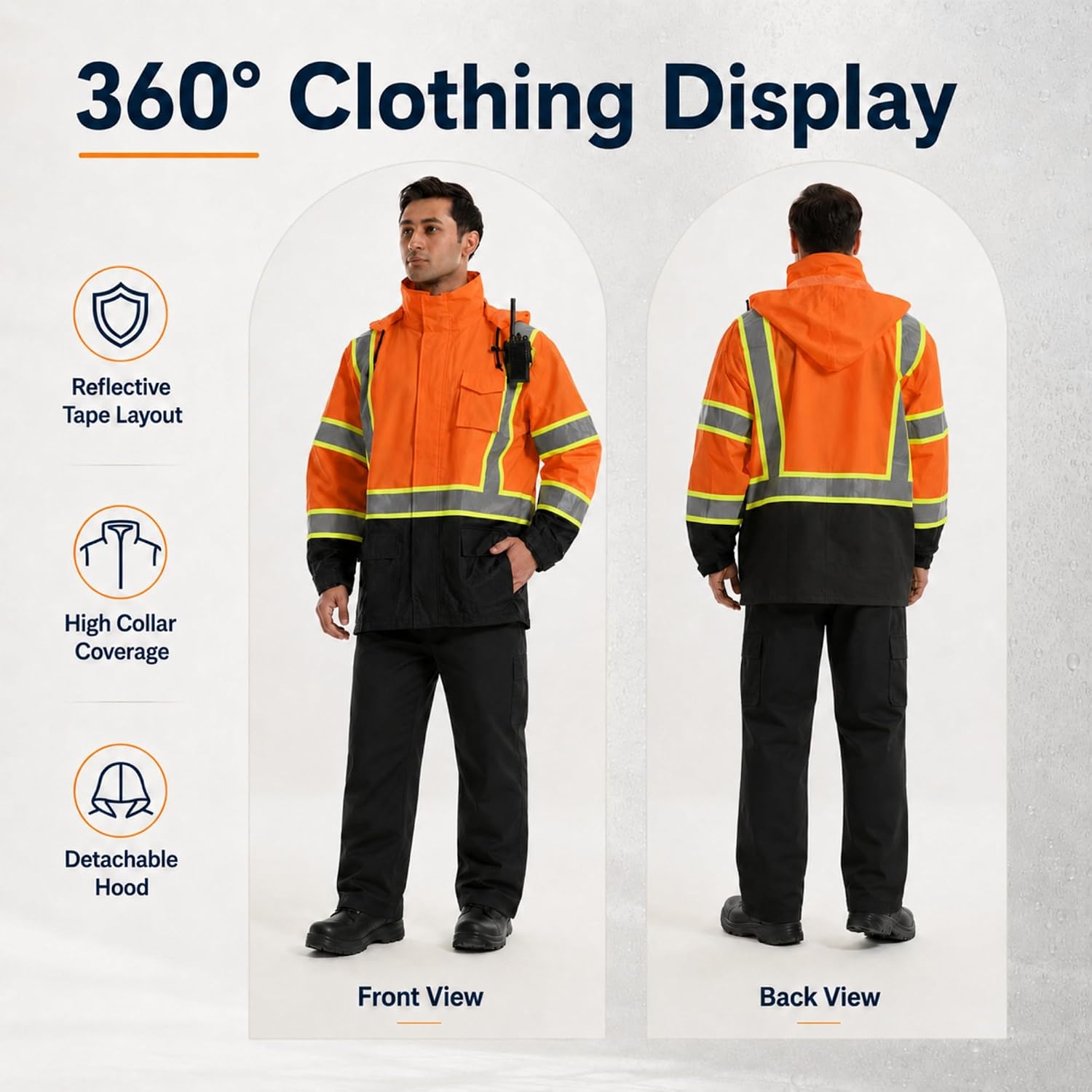 SKSAFETY Hi Vis Safety Rain Jacket for Men, Construction Work Rain Gear Heavy Duty Class 3 Rain Coat Waterproof Lightweight