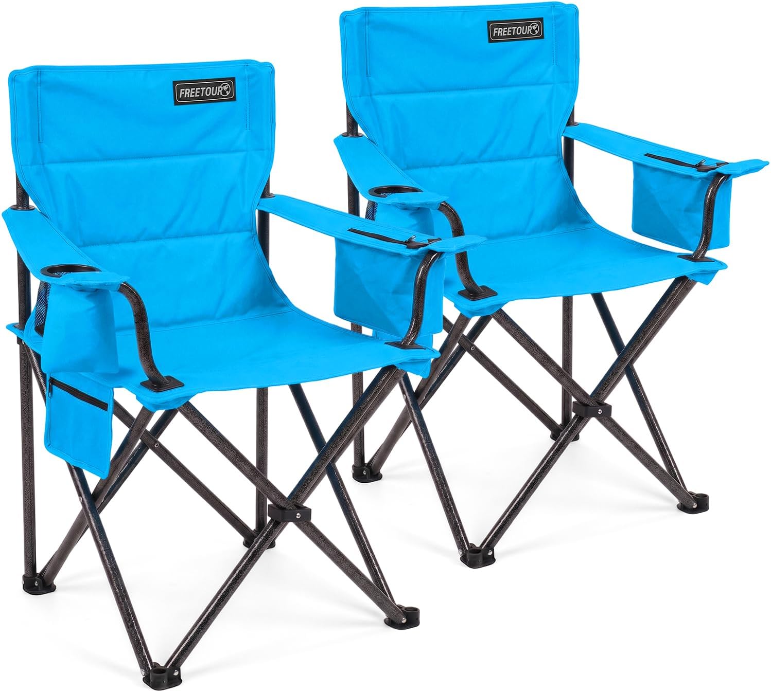 Camping Chair Folding Heavy Duty with Cup Holder & Cooler Bag, Oversized Portable Lawn Chair for Adults, Tall and Lightweight, 300 Lbs Capacity, for Beach, Fishing, Sports, Travel