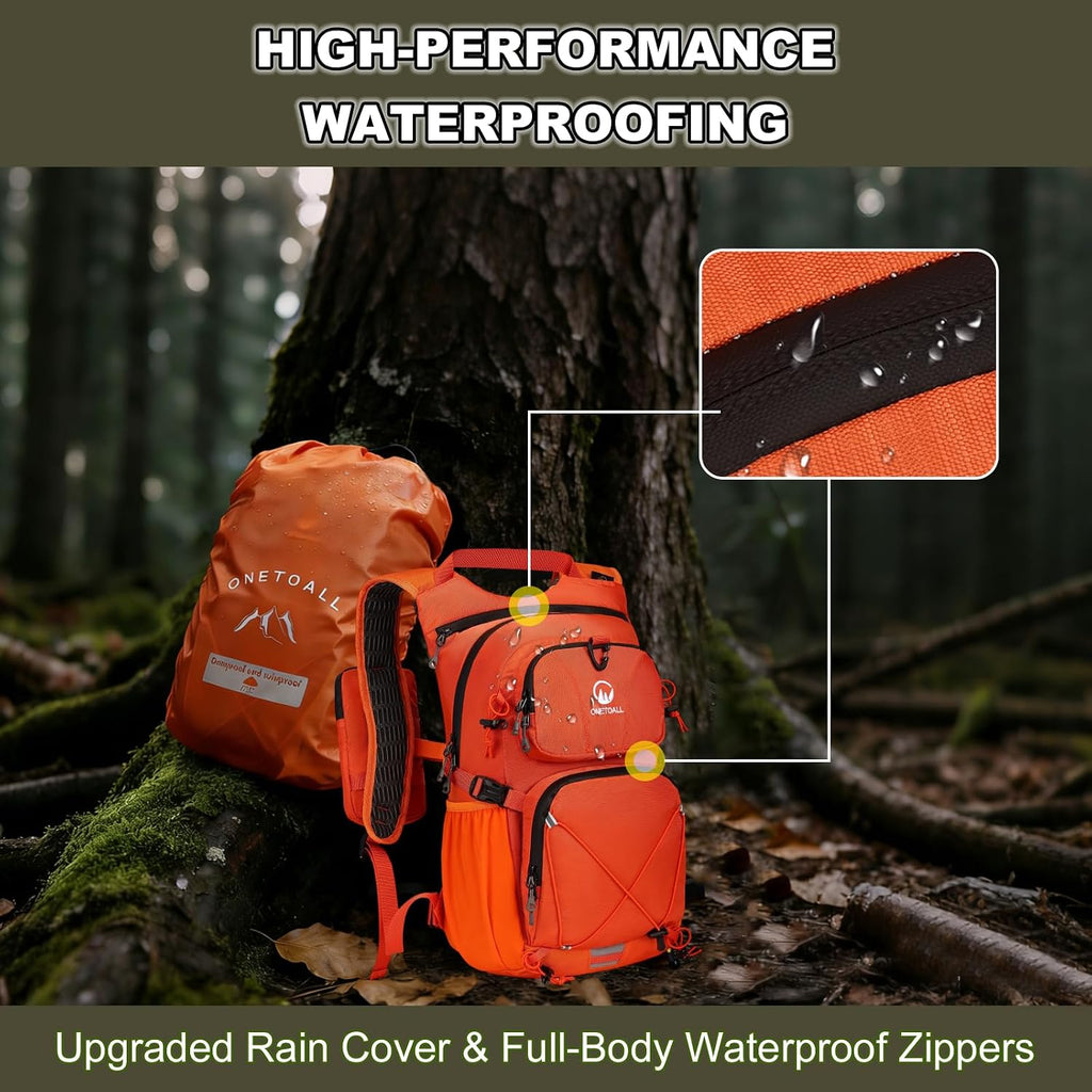 Hydration Backpack 22L, Hiking Backpack with 2L Leakproof Bladder, Sewn-in Rain Cover, Insulated Compartment for Men & Women Running, Cycling, Camping