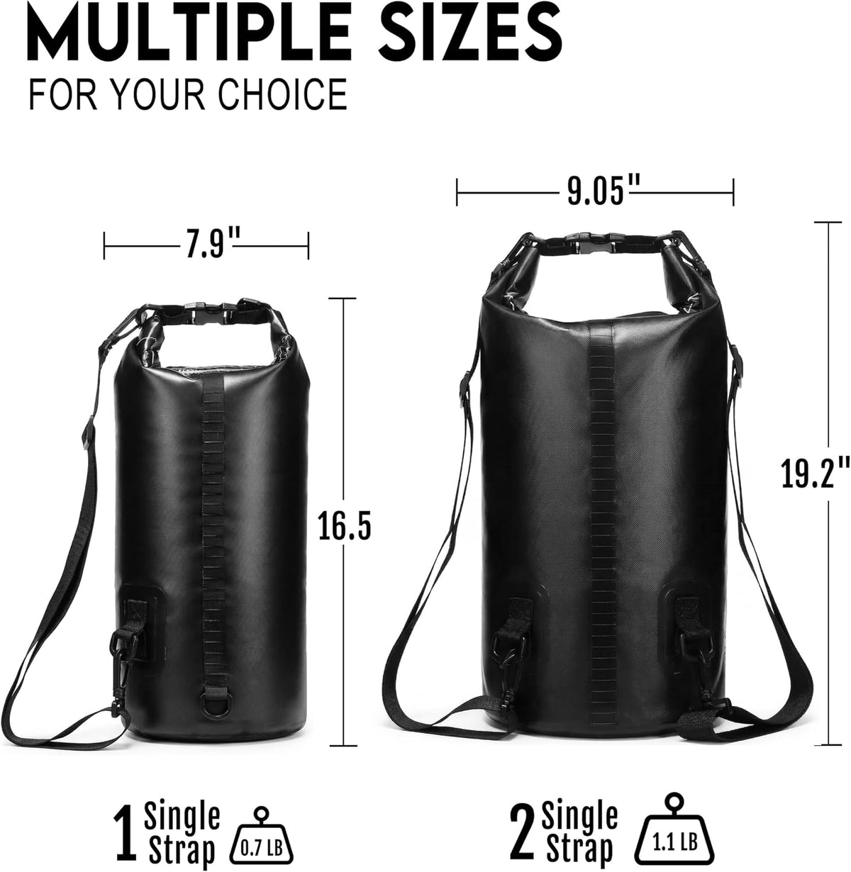 Soulsfeng Waterproof Dry Bag Backpack, Roll Top Floating Dry Storage Bag with Phone Case, Lightweight Dry Sack for Kayaking, Boating, Beach, Travel, Camping 20L, Black