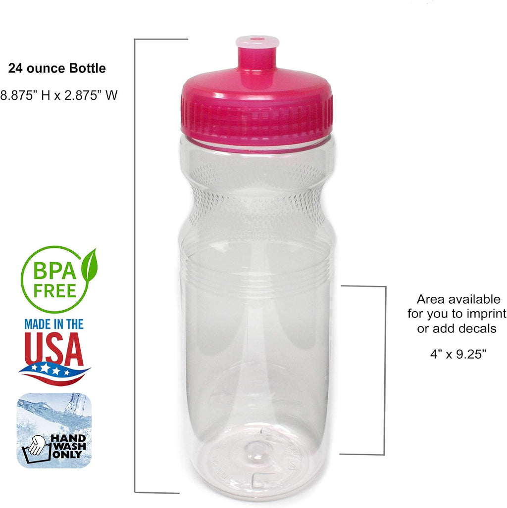 Rolling Sands 24 Ounce BPA-Free Plastic Water Bottles, Set of 10, Made in USA