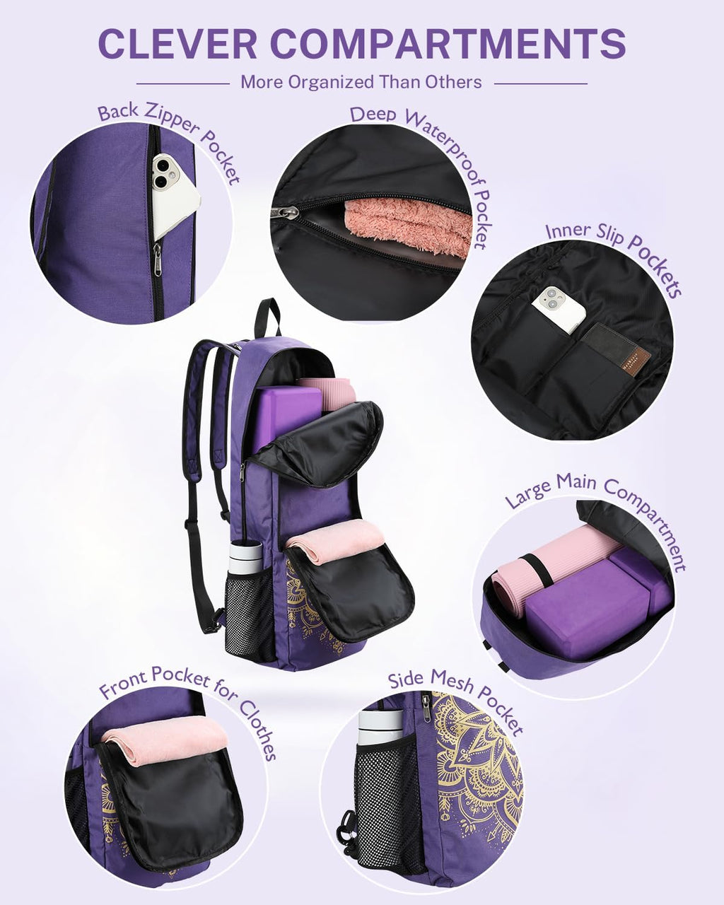 Gonex Yoga Mat Bag Convertible Backpack Blocks Carrier with Wet Pocket